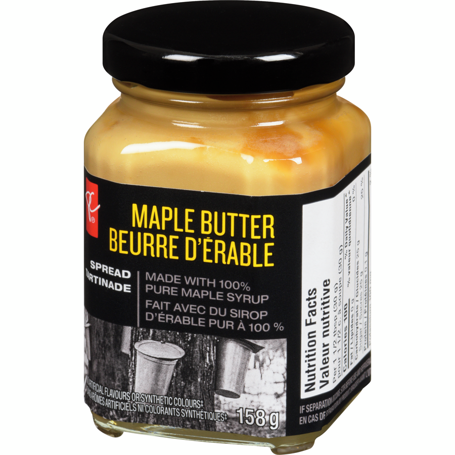 President's Choice Maple Butter Spread, 158g/5.5 oz  Right Side of the jar